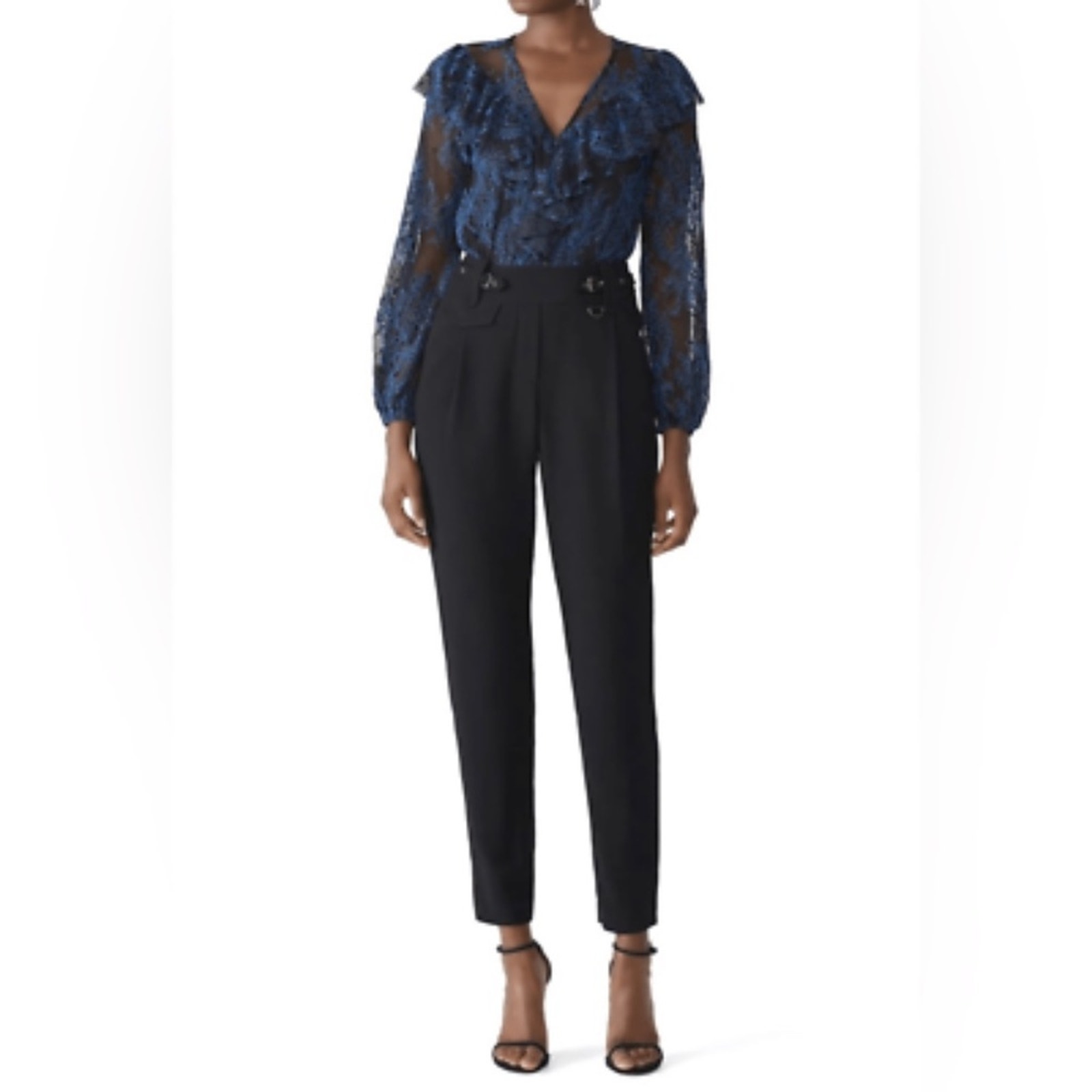Three Floor Boss Lady Crepe Jumpsuit Blue Black - 0